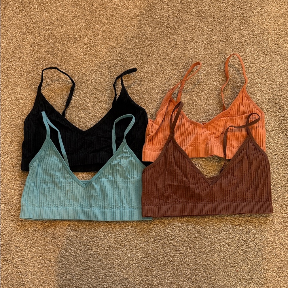 Colsie lot of 4 ribbed stretch bralettes